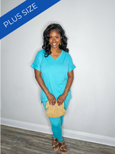 Load image into Gallery viewer, Plus Size Just Chill Set-Turquoise