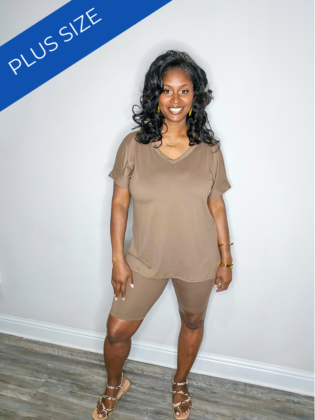 Plus Size Summer Chill Set-Mocha Latte