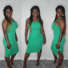 Load image into Gallery viewer, Ribbed Criss Cross Spaghetti Strap Dress-Kelly green