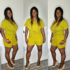 Luxe Linen Short Set-Olive Mustard