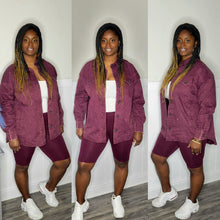 Load image into Gallery viewer, Shacket Lounge Set- Burgundy