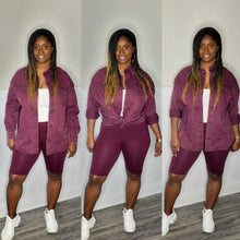 Load image into Gallery viewer, Shacket Lounge Set- Burgundy