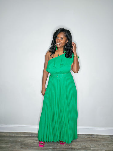 Summer Daze Cold Shoulder Maxi Dress-Kelly Green