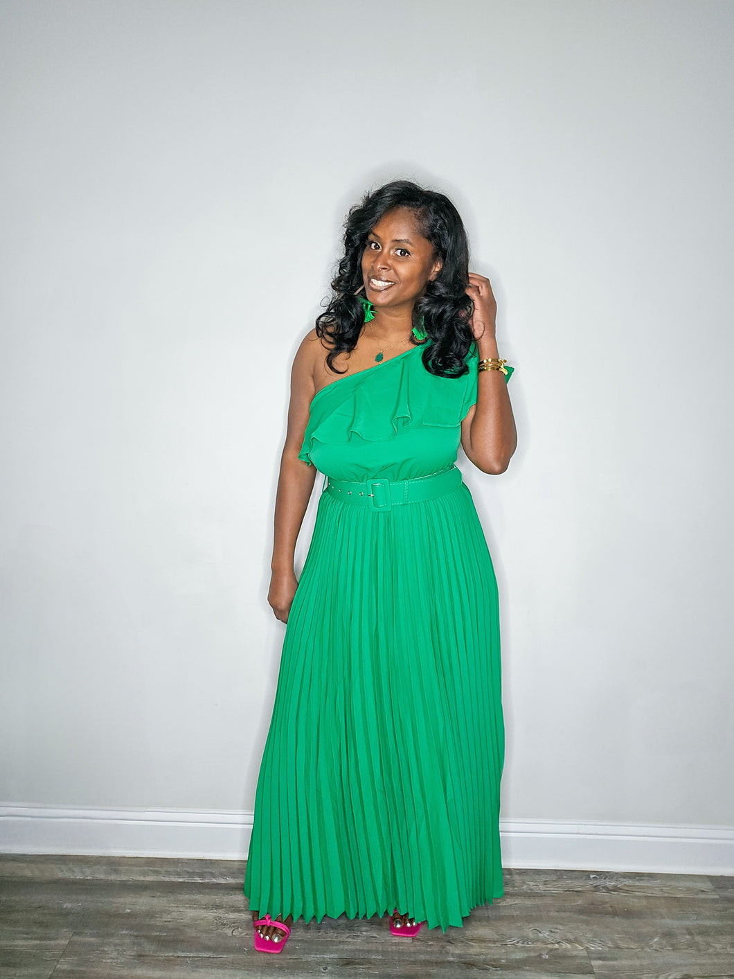 Summer Daze Cold Shoulder Maxi Dress-Kelly Green