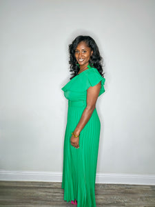 Summer Daze Cold Shoulder Maxi Dress-Kelly Green