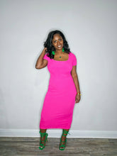 Load image into Gallery viewer, Jolie Midi Ribbed Dress-Fuchsia