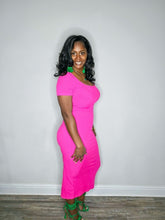 Load image into Gallery viewer, Jolie Midi Ribbed Dress-Fuchsia