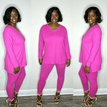 Load image into Gallery viewer, Kinsley V-Neck Lounge Set-Pink