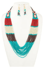 Load image into Gallery viewer, Multi-Colored Seed Bead Necklace Set