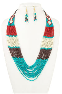 Multi-Colored Seed Bead Necklace Set