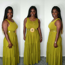 Load image into Gallery viewer, Baby Doll Maxi Dress-Olive Mustard