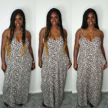 Load image into Gallery viewer, Leopard Cami Spaghetti Strap V-Neck Dress