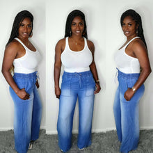 Load image into Gallery viewer, Chambray Drawstring Wide Leg Pants
