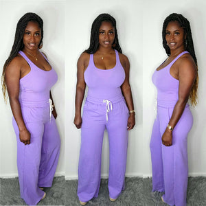 Wide Leg Jogger Set-Lavender