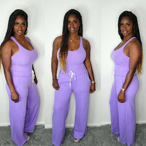 Wide Leg Jogger Set-Lavender