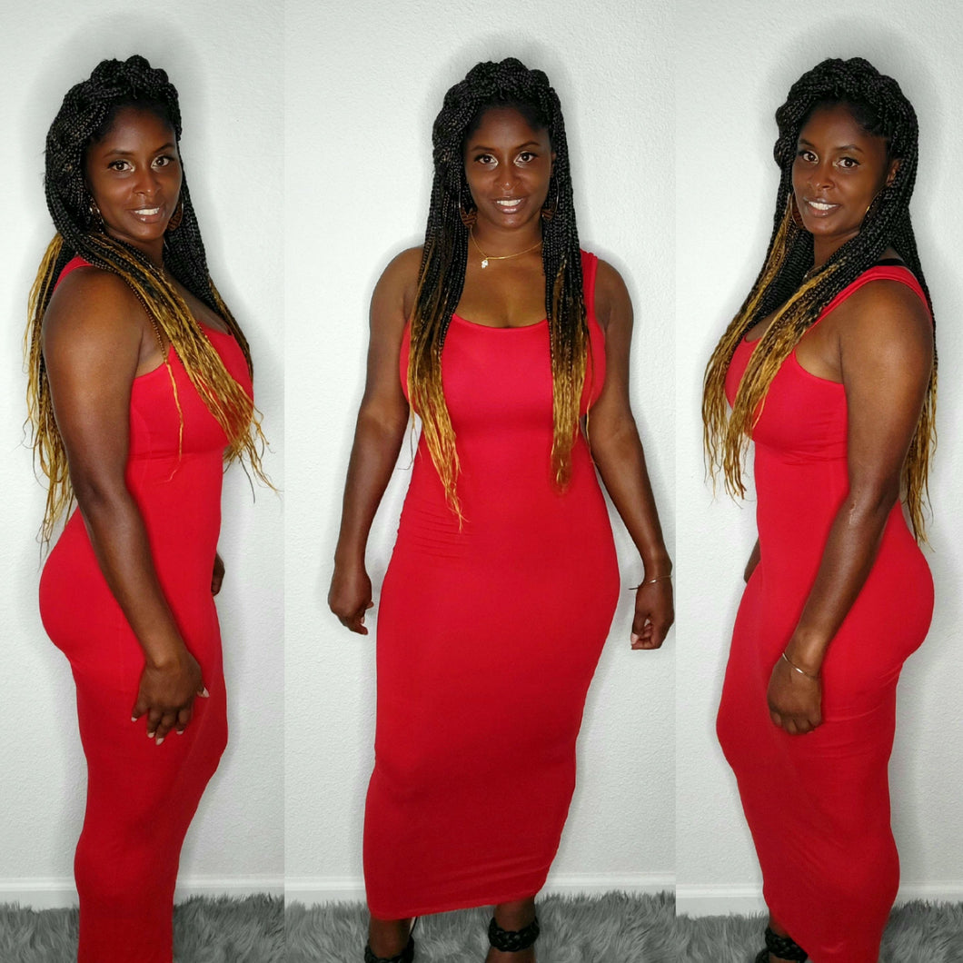 Walk Through Bodycon Maxi Dress-Red