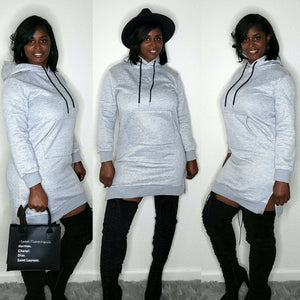 Midi Hoodie Dress-Gray