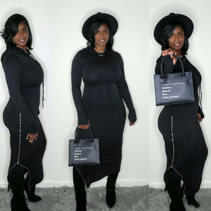 Maxi Hoodie Dress-Black