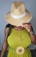 Load image into Gallery viewer, Unisex Khaki Jazz Straw Hat with Raw Edges