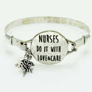 Engraved Nurses Bangle- Nurses do it with love and care