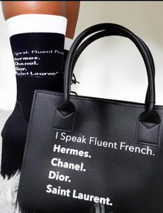 I speak French socks-black