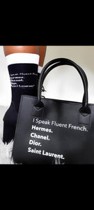 I Speak French Vegan Leather Mini Tote-Black
