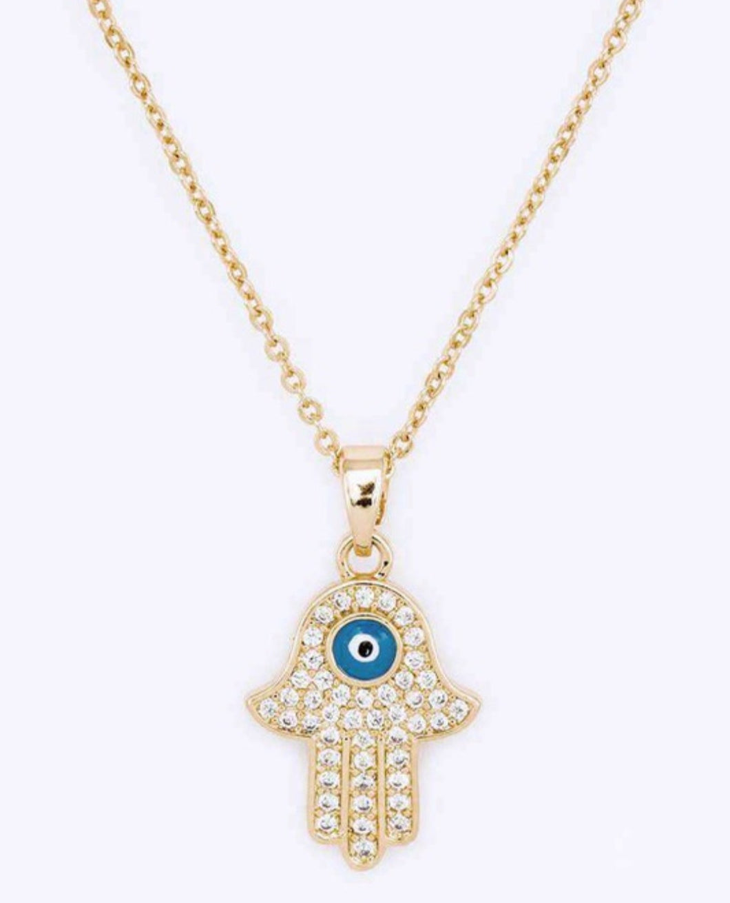 Hamsa Crystal Pendant Necklace