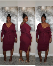 Load image into Gallery viewer, V-Neck Dress-Burgundy