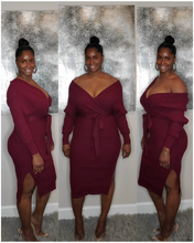 Load image into Gallery viewer, V-Neck Dress-Burgundy