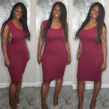 Load image into Gallery viewer, Side Scoop Dress-Burgundy