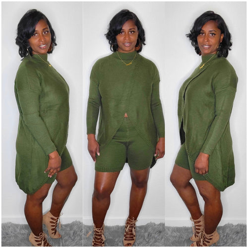 Ava Tunic Short Set-Olive