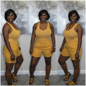Linen Chill Short Set-Mustard
