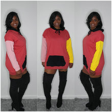 Load image into Gallery viewer, Oversized Colorblock Hoodie Dress