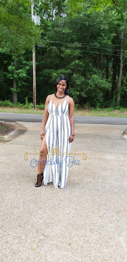 Striped Cross Back Jumpsuit