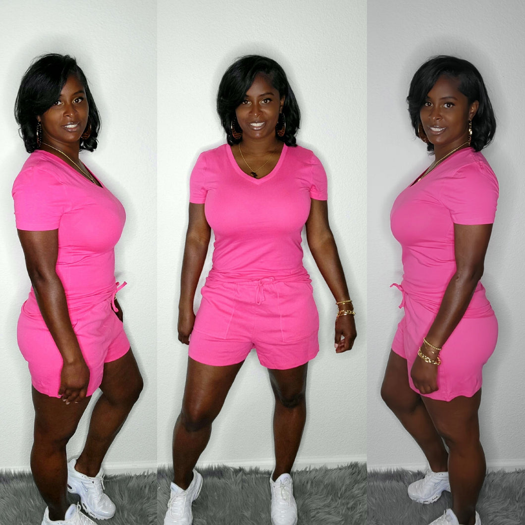 On Chill Short Set 2-Hot Pink - Sets