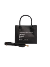 Load image into Gallery viewer, I Speak French Vegan Leather Mini Tote-Black